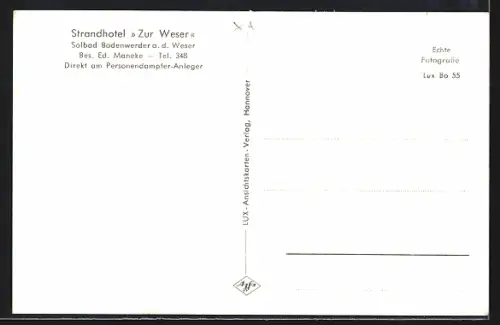 AK Bodenwerder a. d. Weser, Hotel Strandhotel zur Weser mit Gartenterrasse am Personendamfer-Anleger, Inh. Ed. Maneke