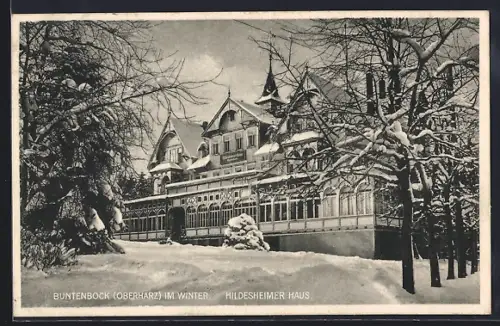 AK Buntenbock /Oberharz, Das Hildesheimer Haus im Winter