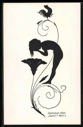 Künstler-AK Diefenbach: Scherenschnitt, Göttl. Jugend I, Blatt 3