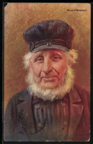 Künstler-AK Johan Georg Gerstenhauer: betagter Mann aus Noord-Brabant in Tracht