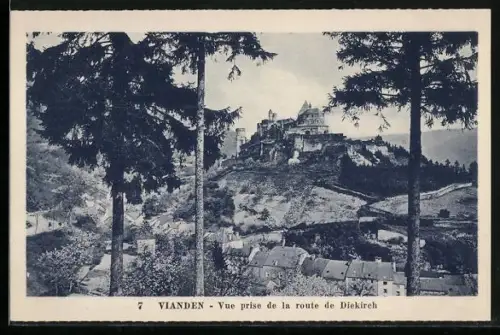 AK Vianden, Vue prise de la route de Diekirch