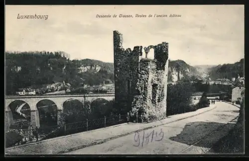AK Luxembourg, Descente de Clausen, Restes de l`ancien chateau