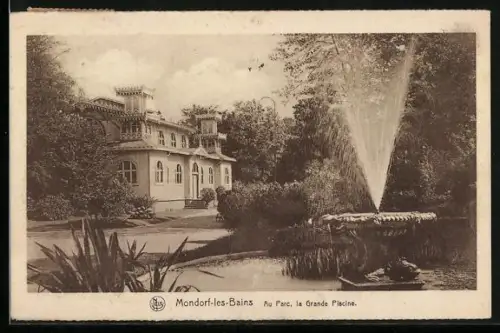 AK Mondorf-Les-Bains, Au Parc, La Grande Piscine, Partie am Springbrunnen