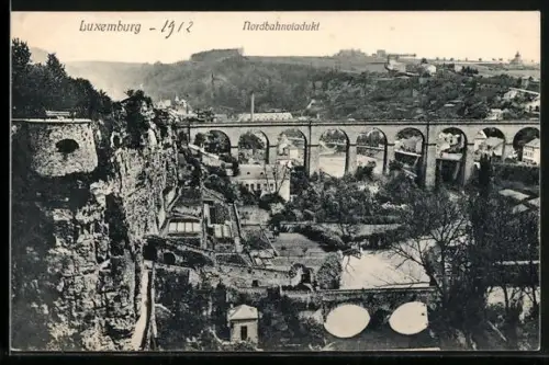 AK Luxemburg, Das Nordbahnviadukt mit Umgebung