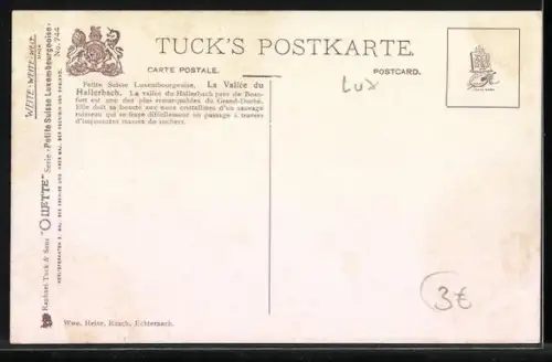 Künstler-AK Hallerbachtal /Luxemburger Schweiz, Flusspartie im Wald mit 2 Wanderern