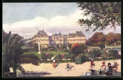 Künstler-AK Paris, Jardins du Luxembourg