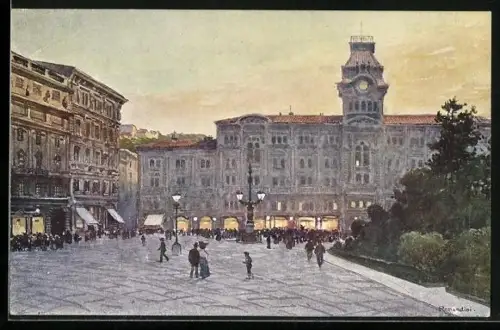 Künstler-AK Trieste, Piazza Grande