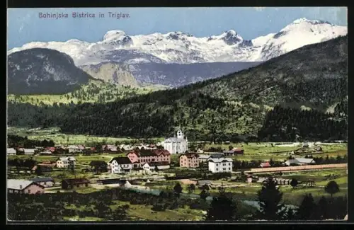 AK Wocheiner Feistritz, Teilansicht mit Triglav