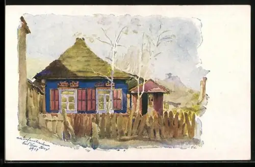 Künstler-AK Wolhynische Städtebilder, Ein Einfamilienhaus