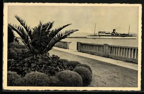 AK Cirkvenica, obala, Blick aufs Meer, Dampfer