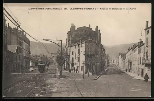 AK Clermont-Fd., Avenue de Bordeaux et de Royat, Strassenbahn