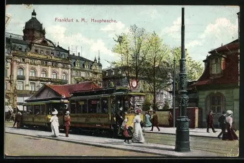 AK Frankfurt a. M., Hauptwache mit Strassenbahn