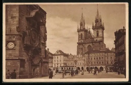AK Prag, Altstädter Ring mit Strassenbahn