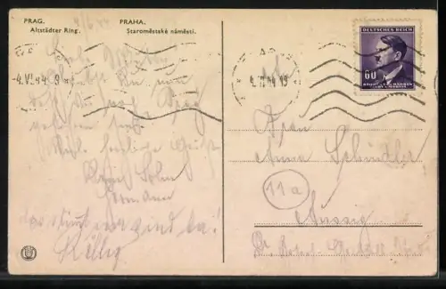 AK Prag, Altstädter Ring mit Strassenbahn