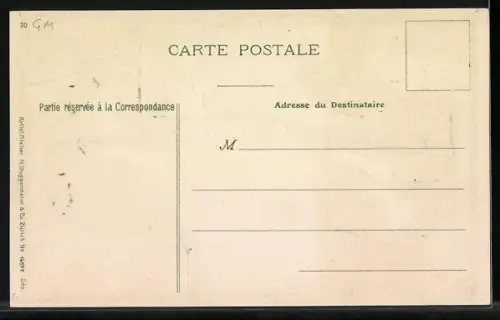 Passepartout-Lithographie Paris, Square Saint-Pierre et le Funiculaire, Postbote, Briefmarken