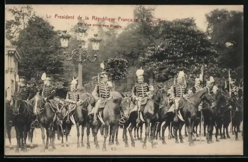 AK Bruxelles, Le Président de la République Francaise, Vue prise rue Royale, Französischer Präsident in Brüssel