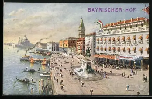 AK Venise, Hotel Bavaria & Jolanda, Propr. E. Inganni, Riva Schiavonoi