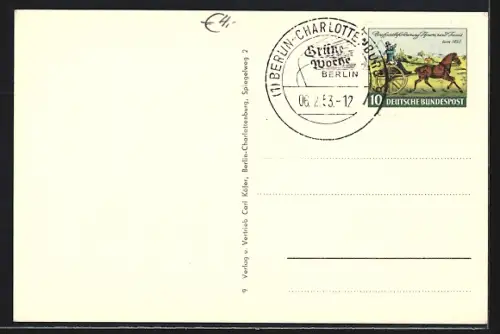 AK Berlin, Grüne Woche 1953, Ausstellungshalle mit Fleurop-Stand, Innenansicht