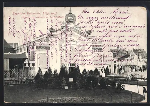 AK Liège, Exposition universelle 1905, France agriculture et horticulture, Ausstellung