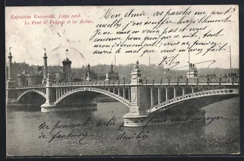 AK Liège, Exposition universelle 1905, Le Pont de Fragnée et les Arènes, Ausstellung