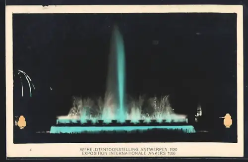 AK Anvers, Exposition Internationale 1930, Fontaine Illuminée