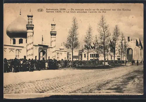 AK Antwerpen, Wereldtentoonstelling 1930, De menigte wacht op de aankomst van den Koning