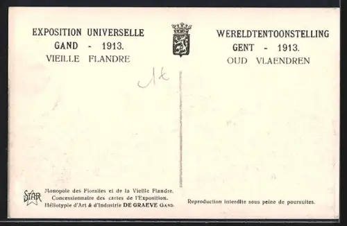 AK Gand, Exposition Universelle 1913, Oud Vlaendren