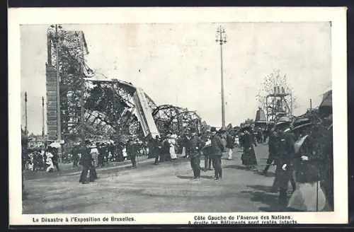 AK Bruxelles, Le Désastre à l`Exposition 1910, Côté Gauche de l`Avenue des Nations
