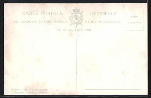 AK Bruxelles, Exposition de 1910, Facade Principale et la Fontaine