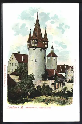 AK Lindau i. B., Diebesturm und Peterskirche