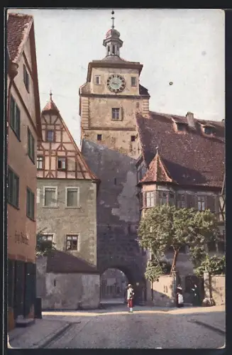 AK Rothenburg / Tauber, Der weisse Turm und das Juden-Tanzhaus