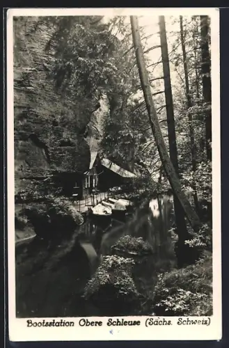 AK Hinterhermsdorf /Sächs. Schweiz, Bootsstation Obere Schleuse