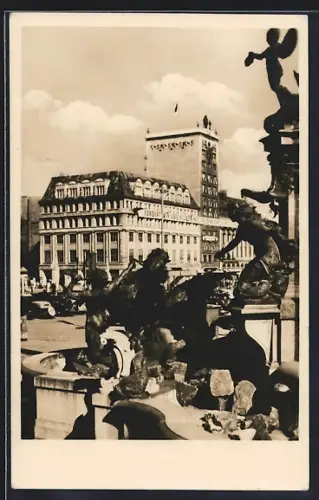 AK Leipzig, Karl-Marx-Platz mit Brunnen
