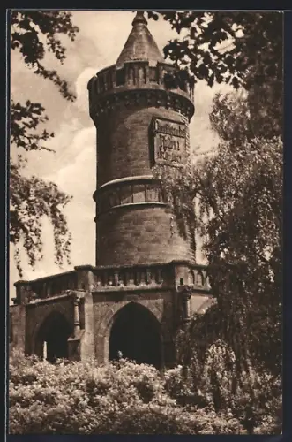 AK Saarbrücken, Winterbergdenkmal vom Wald aus gesehen
