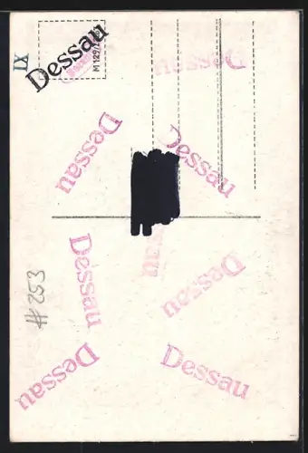 AK Dessau, Rathaus mit Strassenpartie