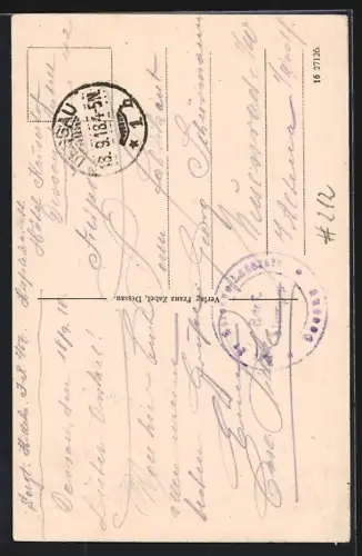 AK Dessau, Rathaus mit Brunnen