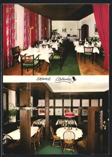 AK Rastatt /Baden, Hotel Blume, Speisesaal u. Weinstube
