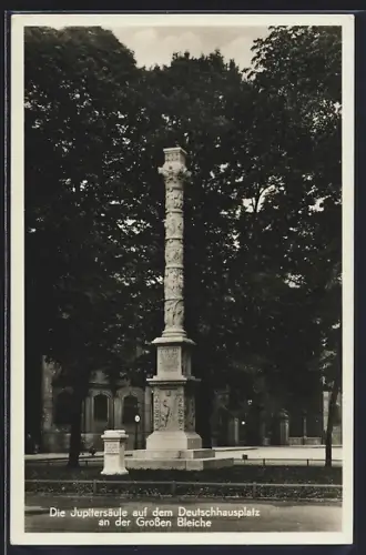 AK Mainz, Die Jupitersäule auf dem Deutschhausplatz an der grossen Bleiche