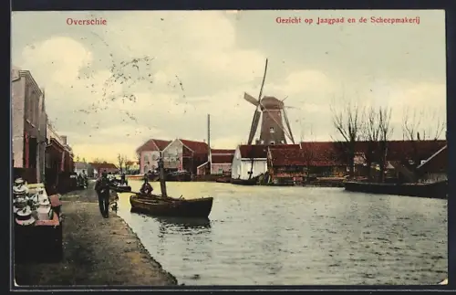 AK Overschie, Gezicht op Jaagpad en de Scheepmakerij