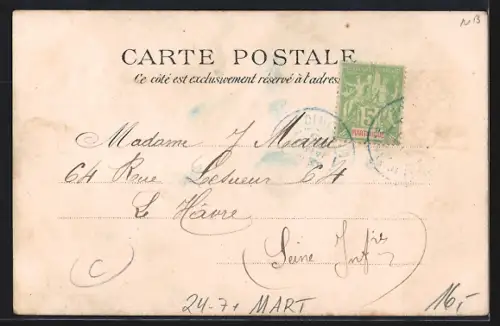 AK Saint-Pierre de la Martinique, Un cadavre Place Bertin, Vulkan