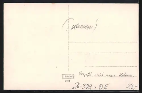 Foto-AK Sandplastik Vergesst nicht unsere Kolonien