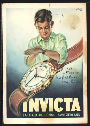 AK Reklame für Invicta-Uhren