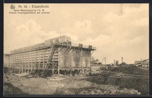 AK Elisabethville, Usine Metallurgique de L`U. M., Trémies d`emmagasinement des minerals