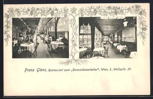 AK Wien, Restaurant zum Dominikanerkeller, Inh. Franz Glanz, Wollzeile 37