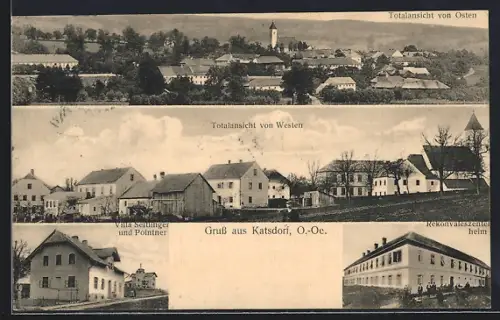 AK Katsdorf /O.-Oe., Villa Seitlinger und Pointner, Rekobaleszentenheim, Ortsansicht von Wesen und Osten
