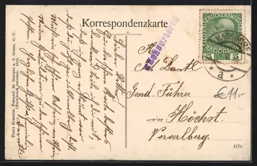 AK Katsdorf /O. Ö., Café Pfeiffenberger, Ploner`s Handlung, Pfarrkirche m. Schule, Villa Buchberger