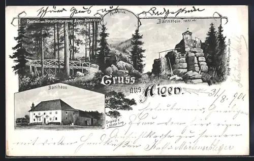 AK Aigen /O.-Oe., Banihaus, Fernblick und Bärnstein
