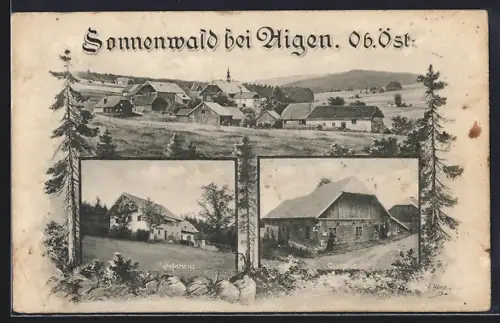AK Aigen-Schlägl, Sonnenwald bei Aigen, Gasthaus, Jagdhaus, Totalansicht