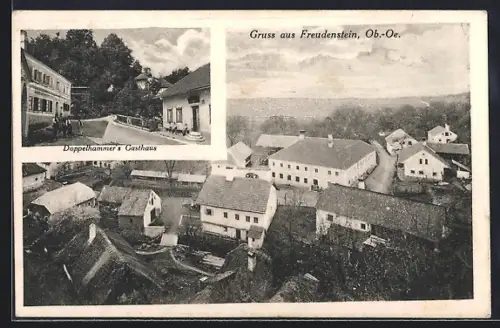 AK Feldkirchen an der Donau, Freudenstein, Doppelhammer`s Gasthaus, Blick auf den Ort