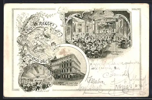Lithographie Wien, Restaurant Riegers Drei-Engel-Säle, Grosse Neugasse 36